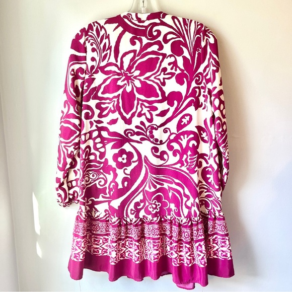 Zara Magenta and White Floral Swirl Mini Dress - Picture 2 of 6
